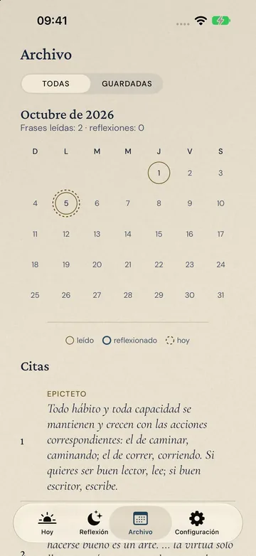Archivo y calendario