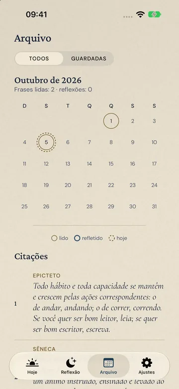 Arquivo e calendário